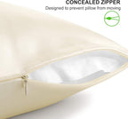 ALASKA BEAR Silk Pillowcase King Size for Hair and Skin Beauty Sleep 100% Organic Pillow Slip Case with Random Color Silk Scrunchie Gift Set (1pc, Cream)