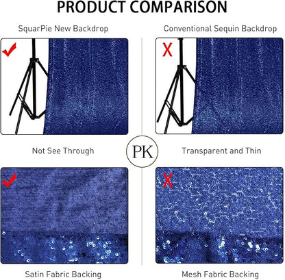 SquarePie 20x10ft Navy Blue Sequin Backdrop, High Density Non-Transparent - Image 4
