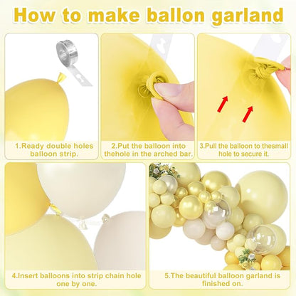 Amandir 173 Pcs Pearl Yellow Balloon Arch Kit | Double Stuffed Pastel Light - Image 4