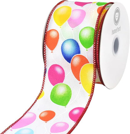Party Balloons Celebration Wired Ribbon, 2-1/2-inch by HOMEFORD