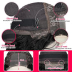 SOSATISFY Deep Wave Lace Front Wigs Human Hair 4x4 HD Transparent Lace Closure Wigs Glueless 180% Density Wigs for Black Women Pre Plucked with Baby Hair (26 inch)