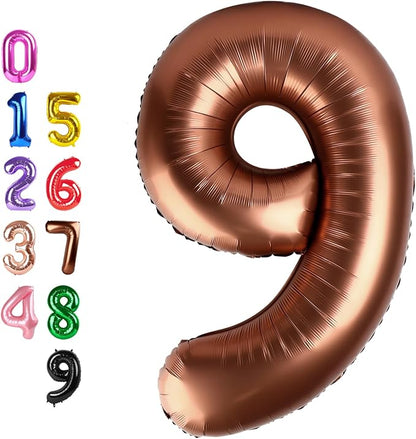 Number Balloons Brown 9 Balloon 40 inch by Enyeopd