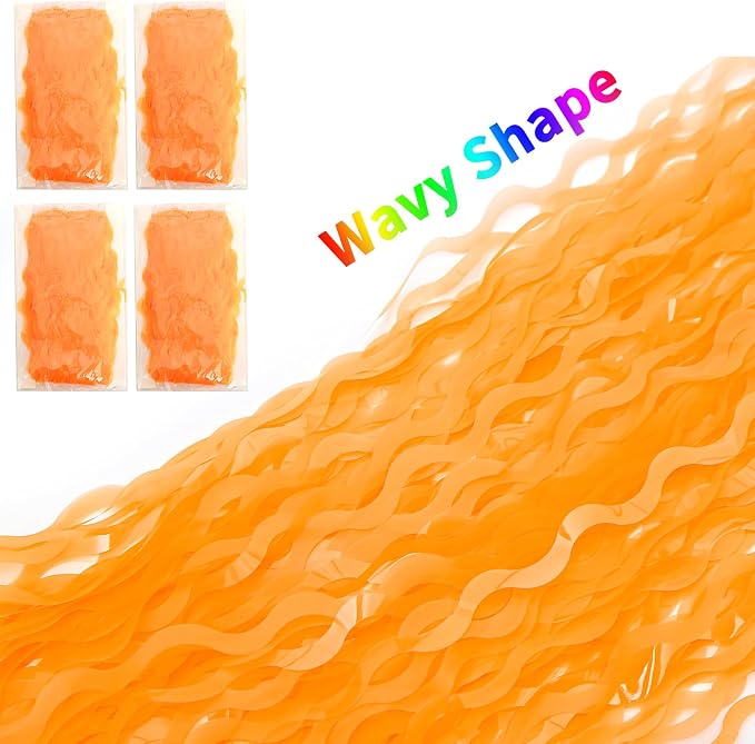 CYLMFC 4 Pack Wavy Orange Foil Fringe Curtain Party Decorations - Image 3