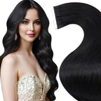 LaaVoo Hair Extensions Tape in Black Tape in Extensions Real Human Hair Tape on Hair Extensions Seamless 20inch 50g 20pcs