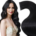 LaaVoo Human Hair Tape in Extensions Black Tape in Hair Extensions Invisible Hair Extensions Tape on Soft Hair 24inch 50g 20pcs
