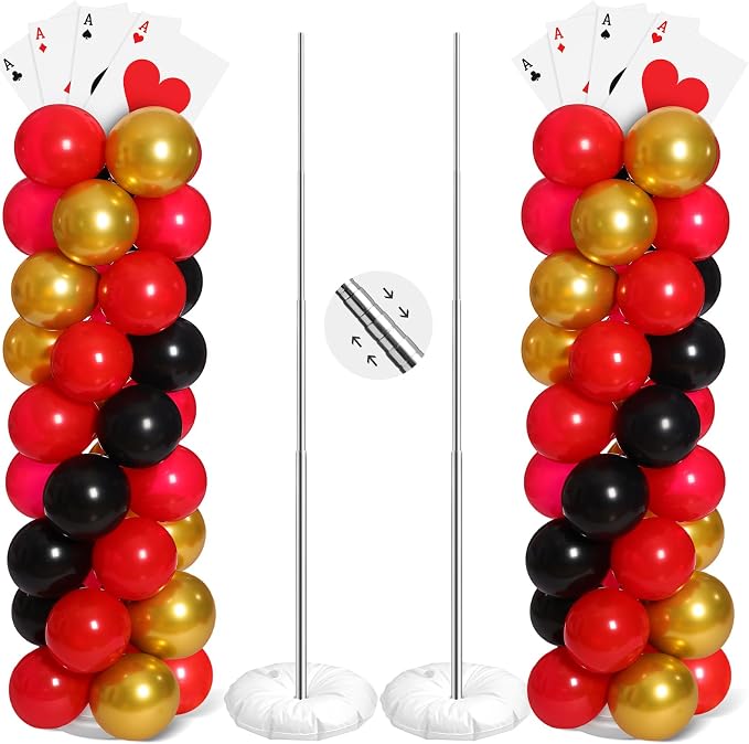 2 Sets Casino Theme Party Decoration Adjustable Poker Themed Balloon Column by Charnoel