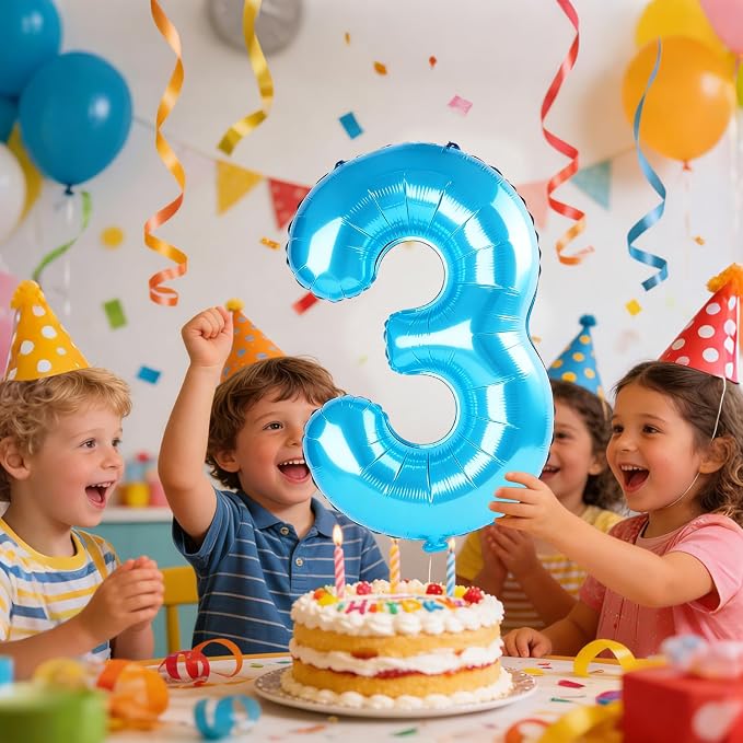 40 Inch Number 3 Balloons for 3rd Birthday Party Decorations, 0-100 Jewelry - Image 2