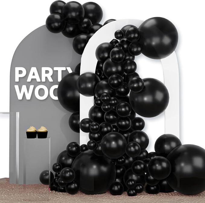 PartyWoo Black Balloons 120pcs Different Sizes of 18 12 10 5 Inch | Balloons by PartyWoo