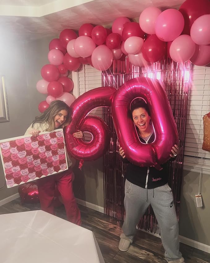 Hot Pink Number 6 Balloon 40 Inch, 6th Birthday Decorations Men Women | Foil - Image 3