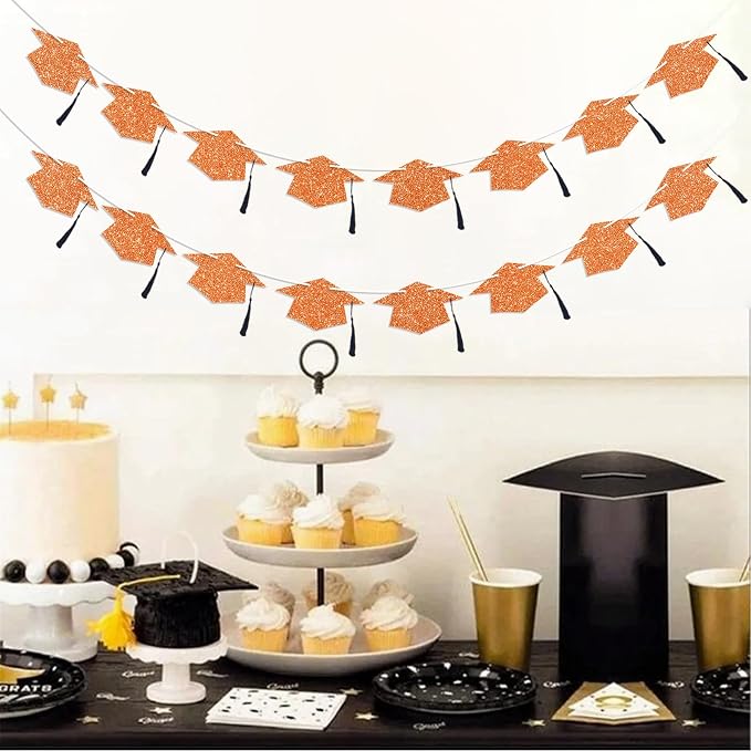 Graduation Decorations Class of 2026 Orange Graduation Cap Banner - Image 5
