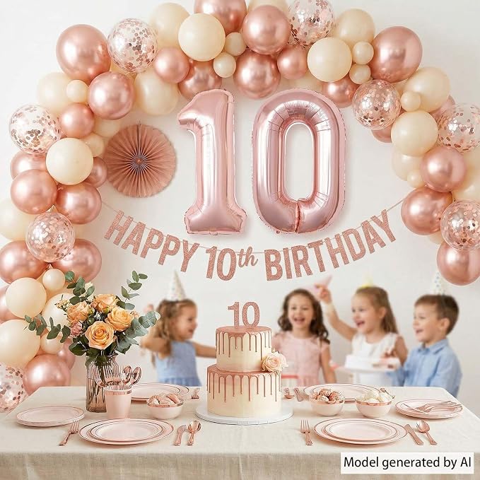 Rose Gold Number 10 Balloon 40 Inch, Luxurious Foil Pair - Image 3
