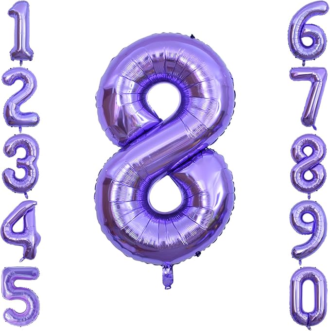 Purple Number 8 Balloon 40 Inch, Giant Lavender Mylar Foil Number 8 by Unknown