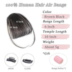 Clip in Bangs Real Human Hair Brown Black Wispy Bangs Fake Bangs with Fringe Clip on Bangs Curved Bangs Hairpieces for Women Daily Wear