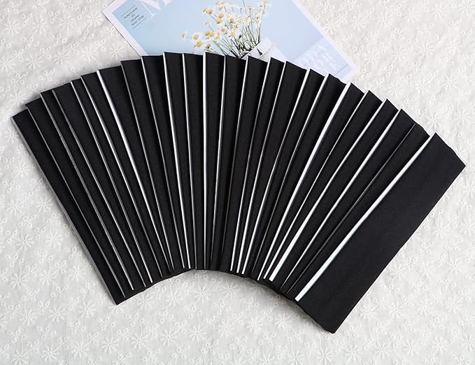 Yoga Sports Headbands,Pack of 24,Soft Elastic Stretchy Athletic Headband Workout Gym Sports Fitness Hair bands