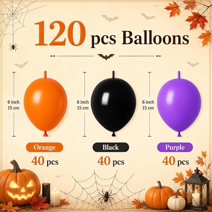 Black Purple Orange Link Balloons, Linking Balloons - Image 2