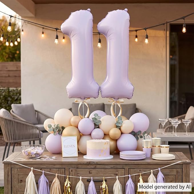 Cream Number 11 Balloon 40 Inch, Foil Digit Set - Image 3
