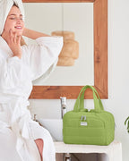TOPDesign Travel Toiletry Bag for Women, Puffer Large Toiletry Bag, Lightweight Cosmetic Makeup Organizer with Handle for Traveling, Accessories, Essentials, Toiletries (Green)
