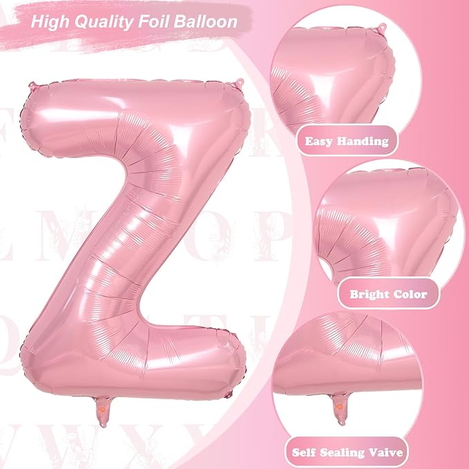 Z Letter Balloon Pastel Pink, Large Inflatable Light Pink Balloon Letter Z - Image 9