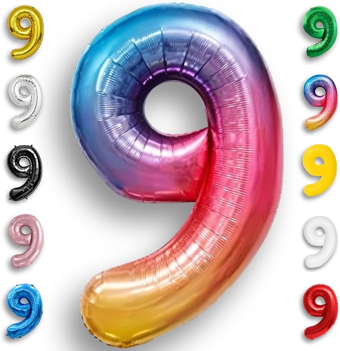 Rainbow Number Balloons 9 Mylar Foil 40 Inch by Unknown