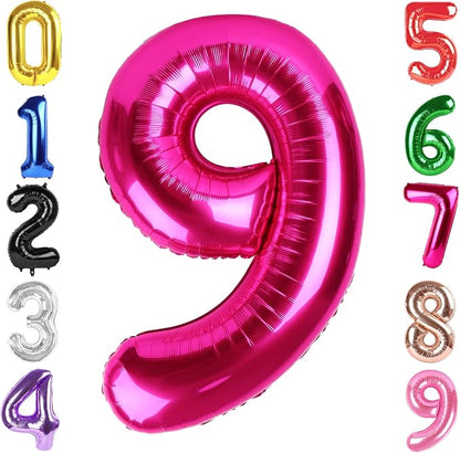 40 Inch Hot Pink Number 9 Balloon, 9th Birthday Party Decorations | 40 Inch Hot by Hadoife