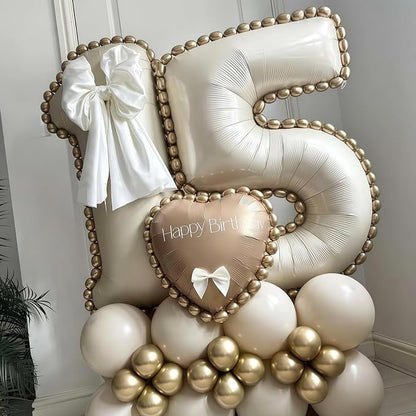Cream 12 Balloon Number 40 Inch Cream Number 12 Balloon Helium Mylar Balloons - Image 3