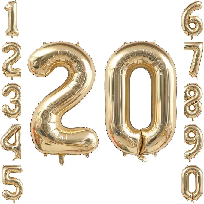 White Gold Number 20 Balloon 40 Inch, Champagne Foil Two Decades Decoration | by Unknown