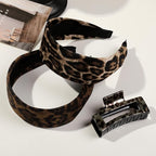 Ivyu 2 Pack Wide Leopard Headbands for Women, Non-Slip Elastic Hair Bands Soft Fabric Head Band for Daily Wear, Makeup, Travel Fashion Hair Accessories for Girls
