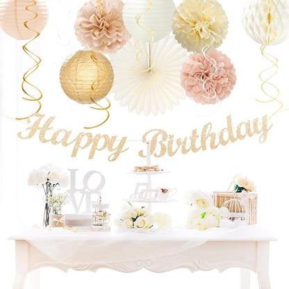 Champagne-Gold Beige Fall Boho Birthday Party-Decorations - Image 4