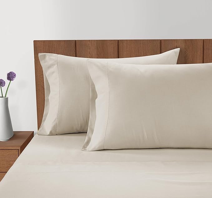 Lane Linen 100% Organic Cotton Pillow Cases Standard Size Set of 2 (20"x26") - Cotton Pillowcases Standard Size - Soft Navy Blue Pillow Cases Set of 2 - Standard Pillow Case Pack of 2 - Glacier Grey