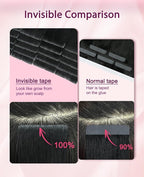 Pinkpearl Invisible Tape in Hair Extensions Human Hair, 20pcs 18inch 50g #10/27/27 Golden Brown to Caramel Blonde Injection Tape in Extensions Real Remy Seamless Human Hair Injected