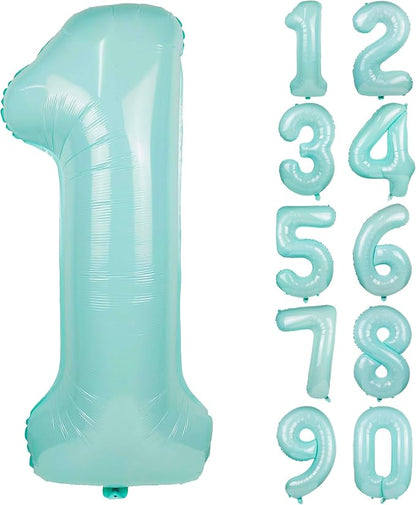 Macaron Blue Number 1 Balloon 40in Large Helium Foil Polyester Film Balloon | by Exquisitehighqualitypartydecorationstomeetyoureveryneed%EF%BC%81