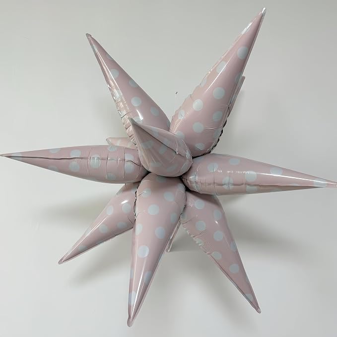 2Pcs Pink Macaron Polka Dot Explosion Pointed Star Foil Balloons/Candy Color - Image 3