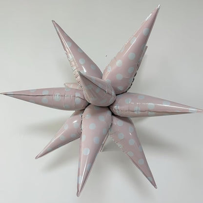 2Pcs Pink Macaron Polka Dot Explosion Pointed Star Foil Balloons/Candy Color - Image 3