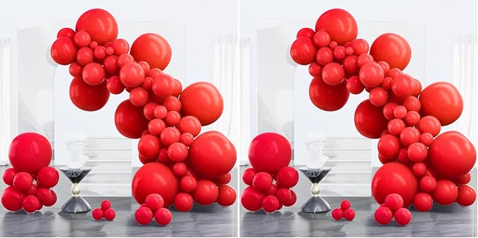 PartyWoo Red Balloons 100 pcs Different Sizes of 18 12 10 5 Inch Red Balloon by PartyWoo
