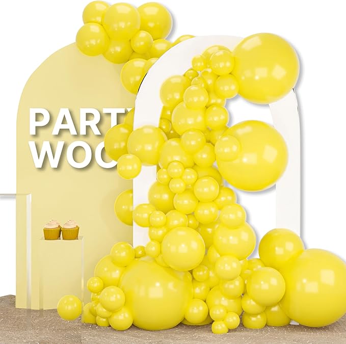 PartyWoo Yellow Balloons 155pcs Matte Yellow Color 18 12 10 5 Inch | Balloons by PartyWoo
