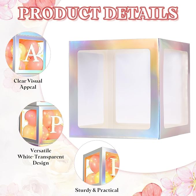 uxcell 4 Pcs Party Balloon Boxes, Transparent Balloon Boxes - Image 3