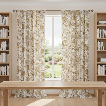 Vintage Tan Floral Curtains - Image 8