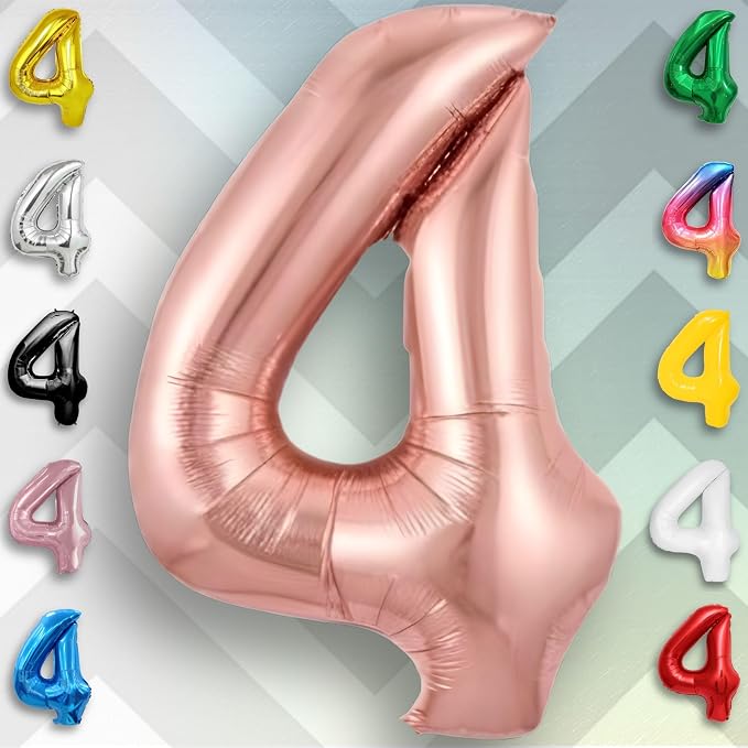 Rose Gold Number Balloon 4 Mylar Foil Macaron Balloons 16 inch - Image 6