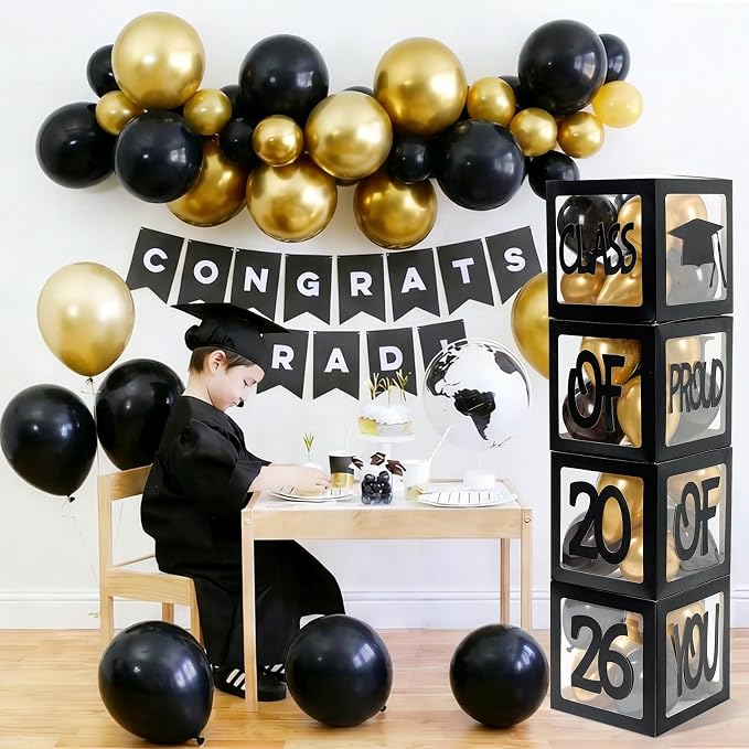 Graduation Decorations 2026, PROUD OF YOU, Class of 2026 and 130pcs Black and - Image 3