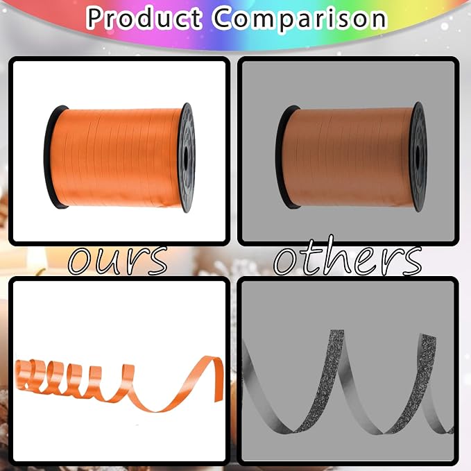 Orange Curling Ribbon, 500 Yard Orange Ribbon, 1/5" Curly Ribbons, Balloon - Image 5