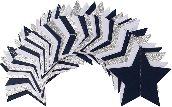 Navy-Blue White-Silver Party-Decorations Birthday Garland - 62ft Twinkle Little - Image 3
