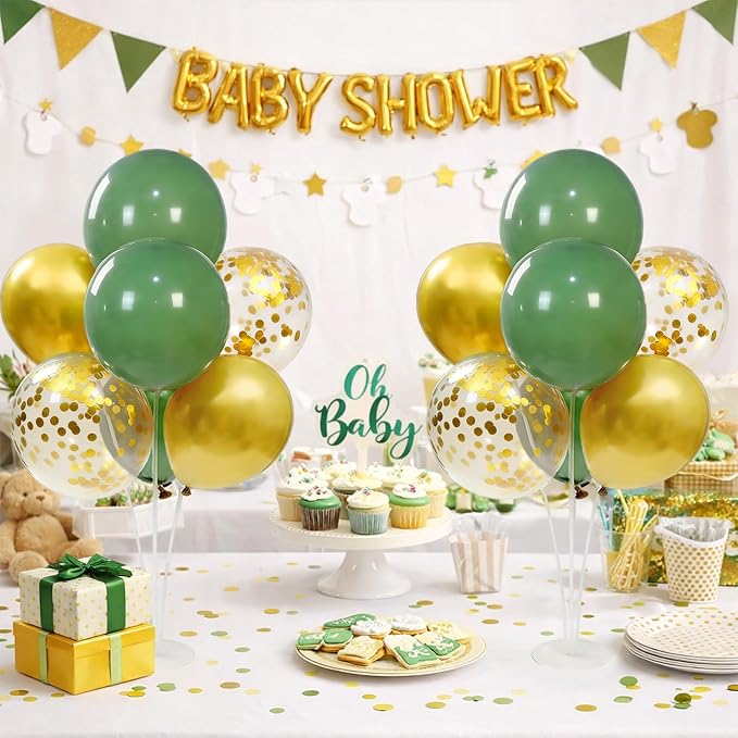4Sets Green and Gold Balloon Centerpieces - Image 7