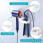 Hair Dryer Holder, Hair Straightener Holder Wall Mount, Hair Tool Organizer, Hairdryer and Straightener Holders, Adhesive Hair Tool Storage for Blow Dryer, Curling Iron, Flat Iron Stand (White)