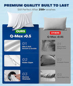 Ultra-Chill Cooling Pillowcase Set of 2 for Hot Sleepers, Softer Than Silk Pillow Cases for Protecting Hair & Skin, Breathable Bed Pillow Covers w/Zipper, Gifts for Women & Men (White, Standard)