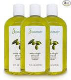 Soapeauty Extra Virgin Olive Oil | 100% Pure & Natural Unrefined Cold-Pressed Carrier Oil | Body Oil for Skin, Face, Hair, and Soap Making | Carrier for Essential Oils - 48 Fl Oz (3 x 16 Fl Oz)