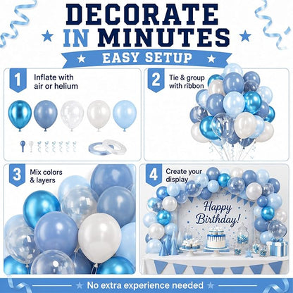 Blue Balloons, Baby Boy Gender Reveal Ocean Birthday Wedding Anniversary - Image 8