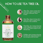 Tea Tree Oil for Skin, Hair, Nails, Shampoo, Body Wash, Foot Soak, Spray - 4 Oz Tea Tree Essential Oil with Roll On Bottle