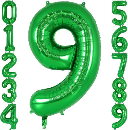 Dark Green Number 9 Balloon 40 Inch, Big Large Foil Helium Number Balloons by AIQINHU