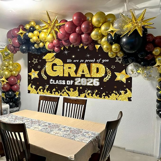 Black Burgundy Gold Balloons Arch Kit, Maroon Black Gold Balloons Arch Garland - Image 7