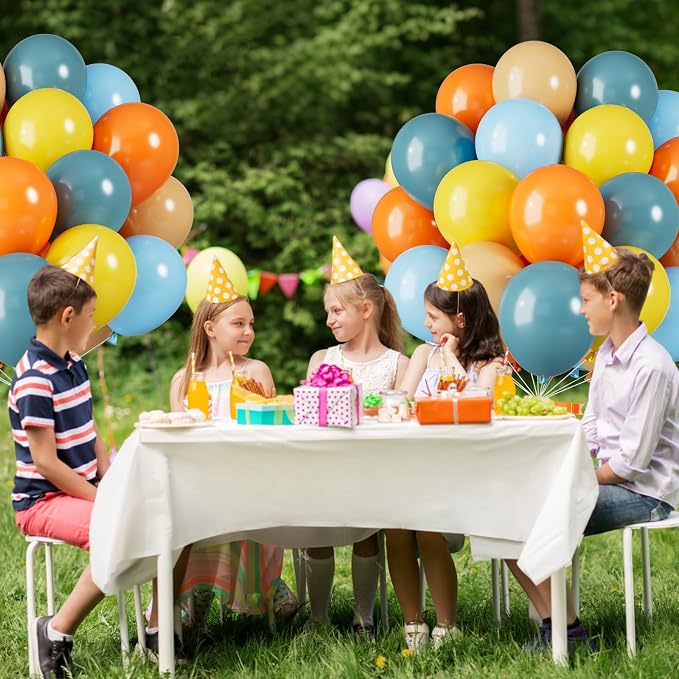 Blue Yellow and Orange Balloons, 12 Inch Retro Sea Blue Yellow Orange Balloons - Image 5
